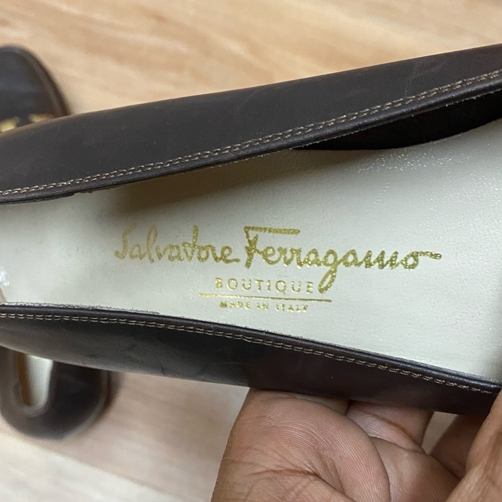Vintage Salvatore Ferragamo Boutique Gancini Dark Brown Loafers Size Size 8.5 B - Picture 10 of 12
